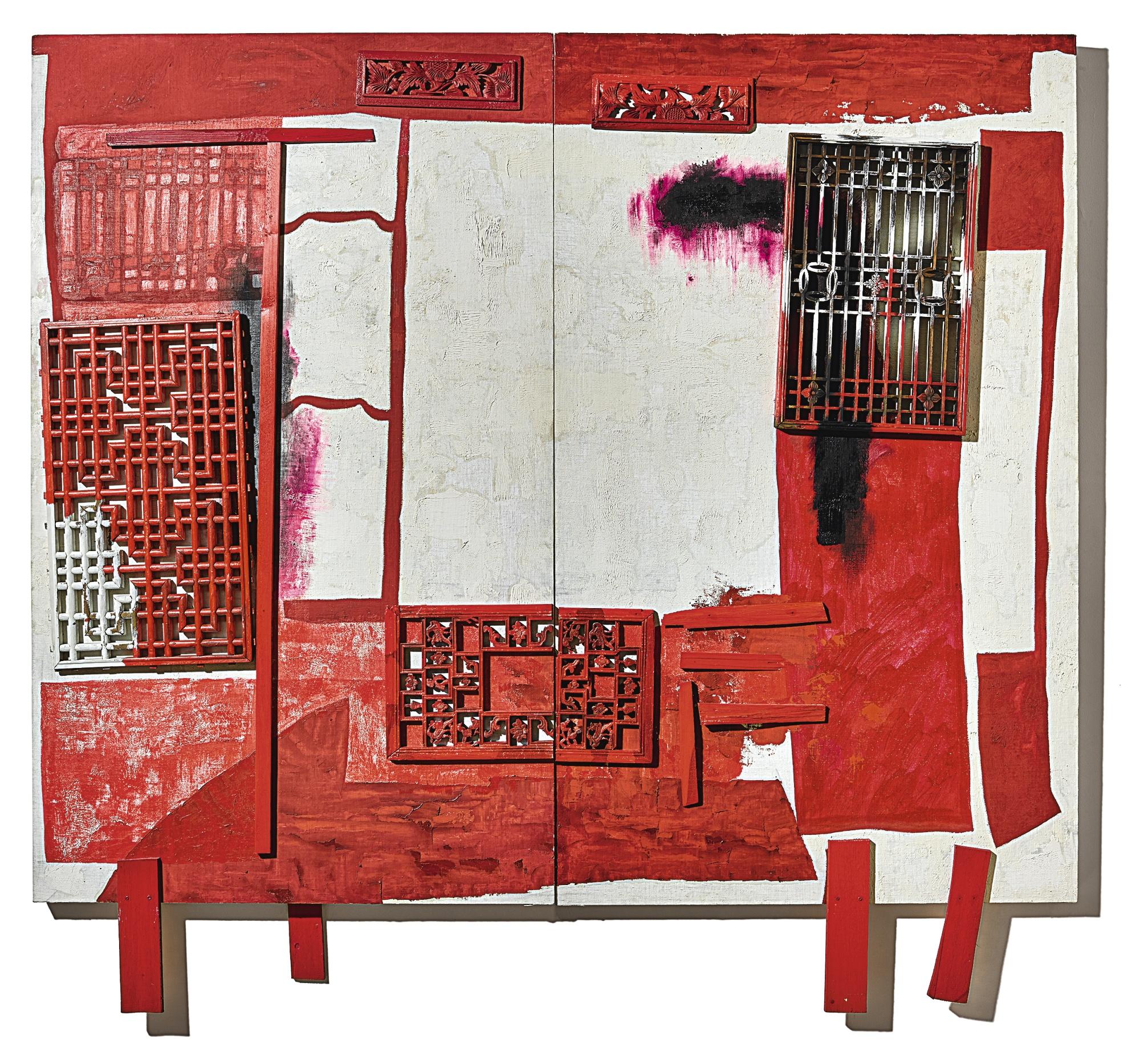 Wang Huaiqing - House In A House-Red Bed (Diptych)