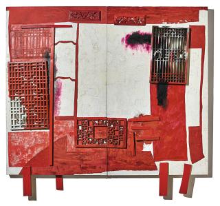 Wang Huaiqing - House In A House-Red Bed (Diptych)