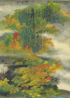 Wang Jiqian - Autumn Woods Shrouded In Mist