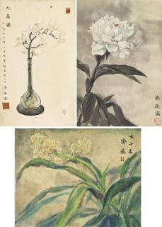 Wang Jiyuan - Nine Orchids; Spring in Ren-zi (1972); & White Flower