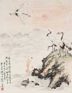 Wang Xuetao - Cranes, Turtle and Longivity