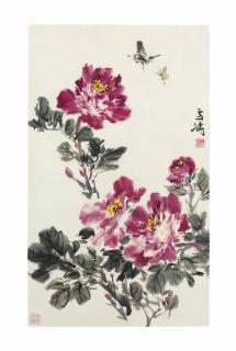 Wang Xuetao - Peonies And Butterflies