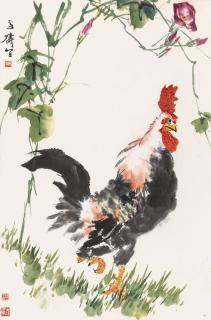 Wang Xuetao - Rooster And Morning Glory