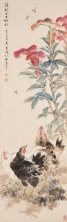 Wang Xuetao - Roosters and Blooming Cockscomb