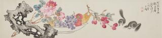 Wang Xuetao - Two Squirrels and Flowers