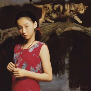 Wang Yidong - Girl With Cat