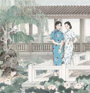 Wang Yiping - Ladies By The Lotus Pond