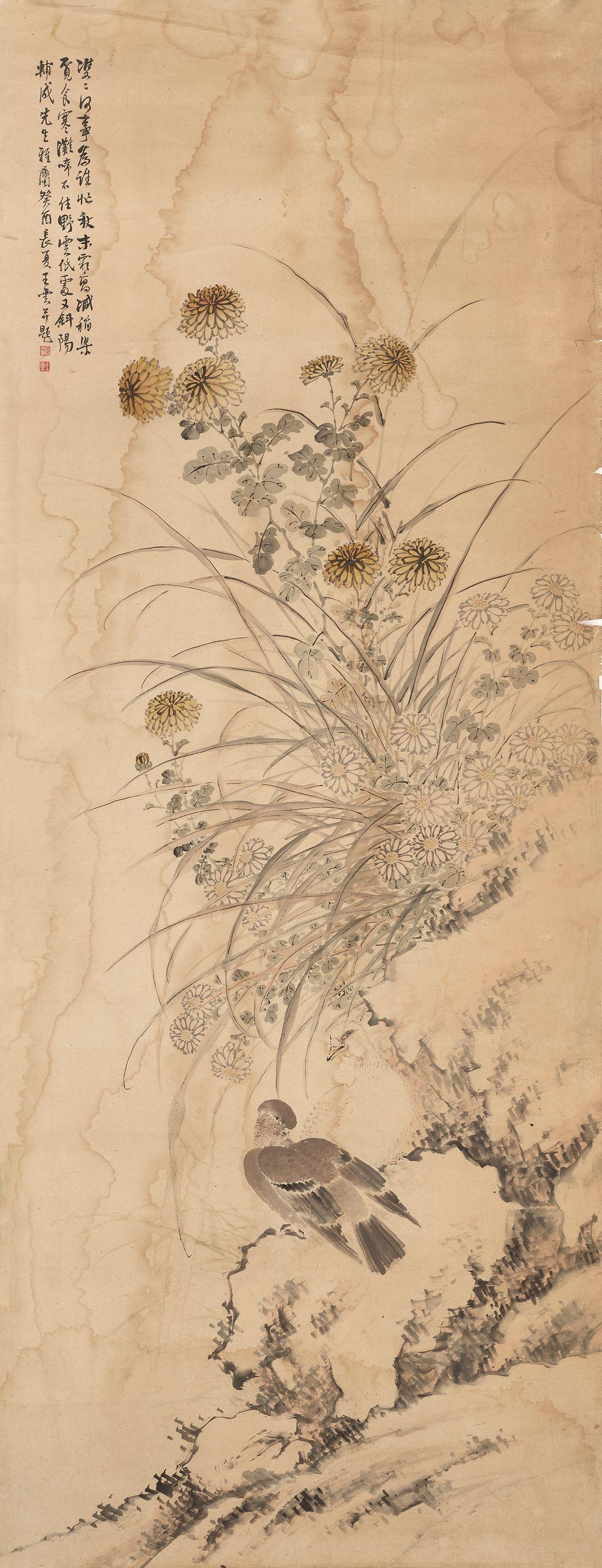 Wang Yun - Chrysanthemum and Two Birds