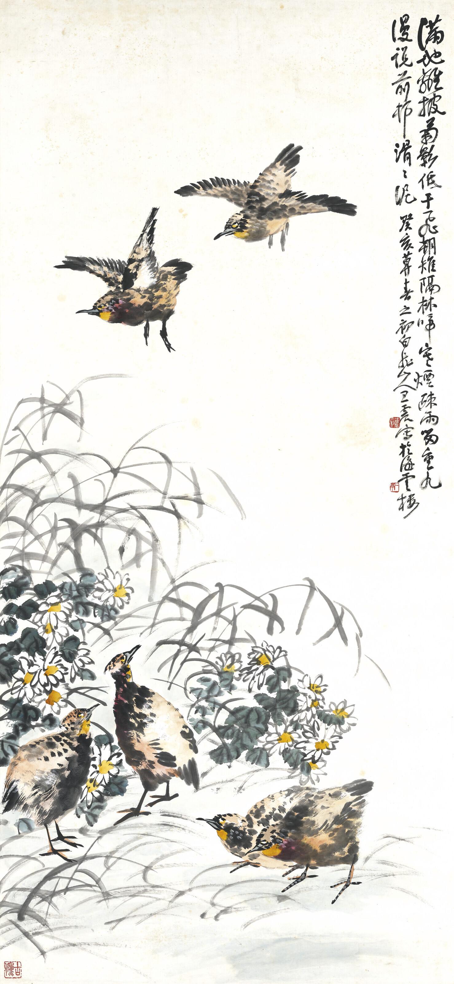 Wang Zhen - Pheasants and Chrysanthemums