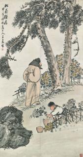 Wang Zhen - Tao Yuanming and Chrysanthemums