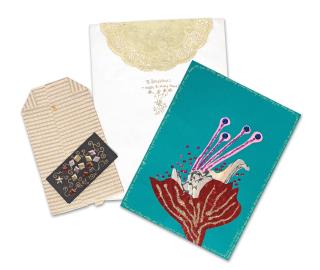 Wangechi Mutu - Two hand made birthday cards from the artist to fashion designer, Benjamin Liepelt (2001)