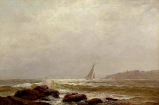 Warren W. Sheppard - Sailing off a rocky coast