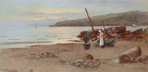 Warren Williams, A.R.A. - Evening Shore Scene With Figures