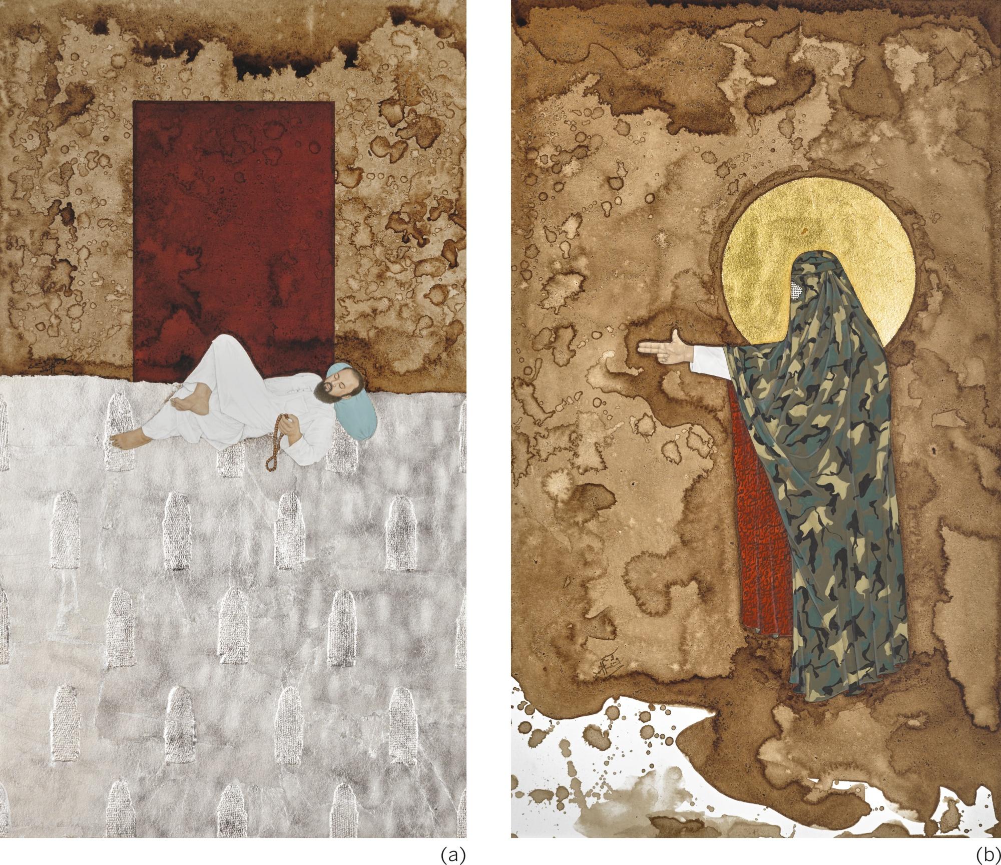 Waseem Ahmed - Untitled (Man Lounging); Untitled (Woman Pointing)