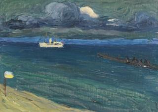 Wassily Kandinsky - Rapallo, Seascape With Steamer