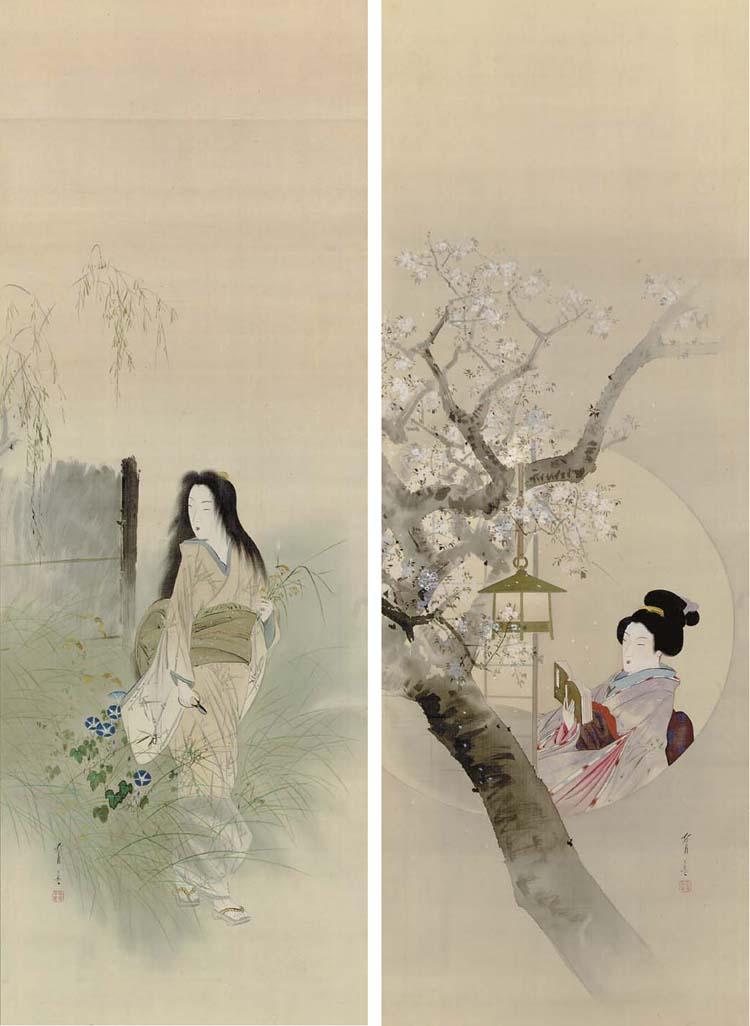 Watanabe Seitei - Beauties in spring and autumn