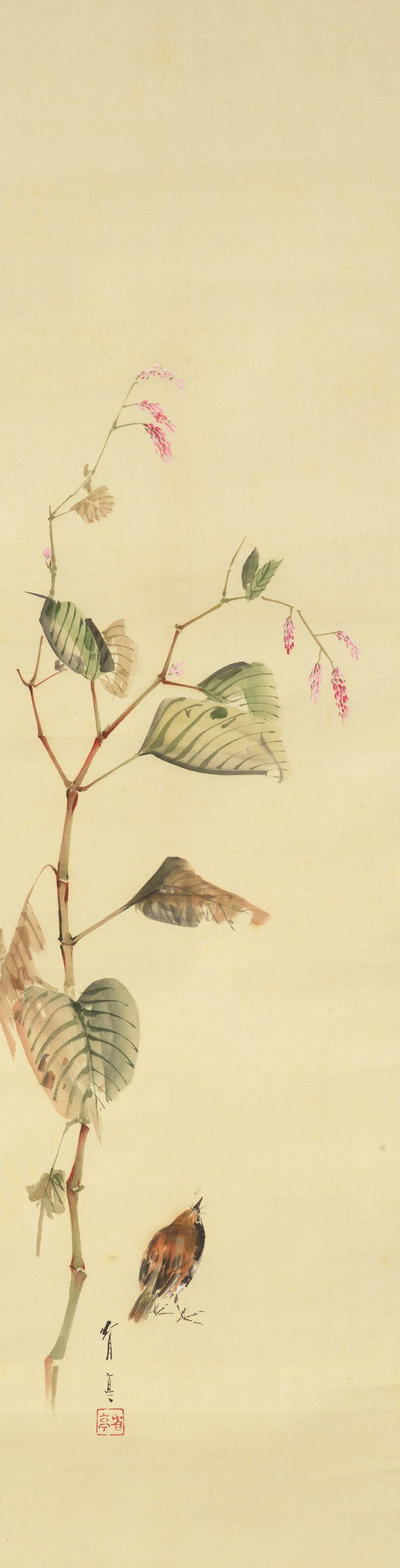 Watanabe Seitei - Sparrow and Pink Knotweed