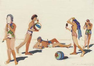 Wayne Thiebaud - Five Eating Figures