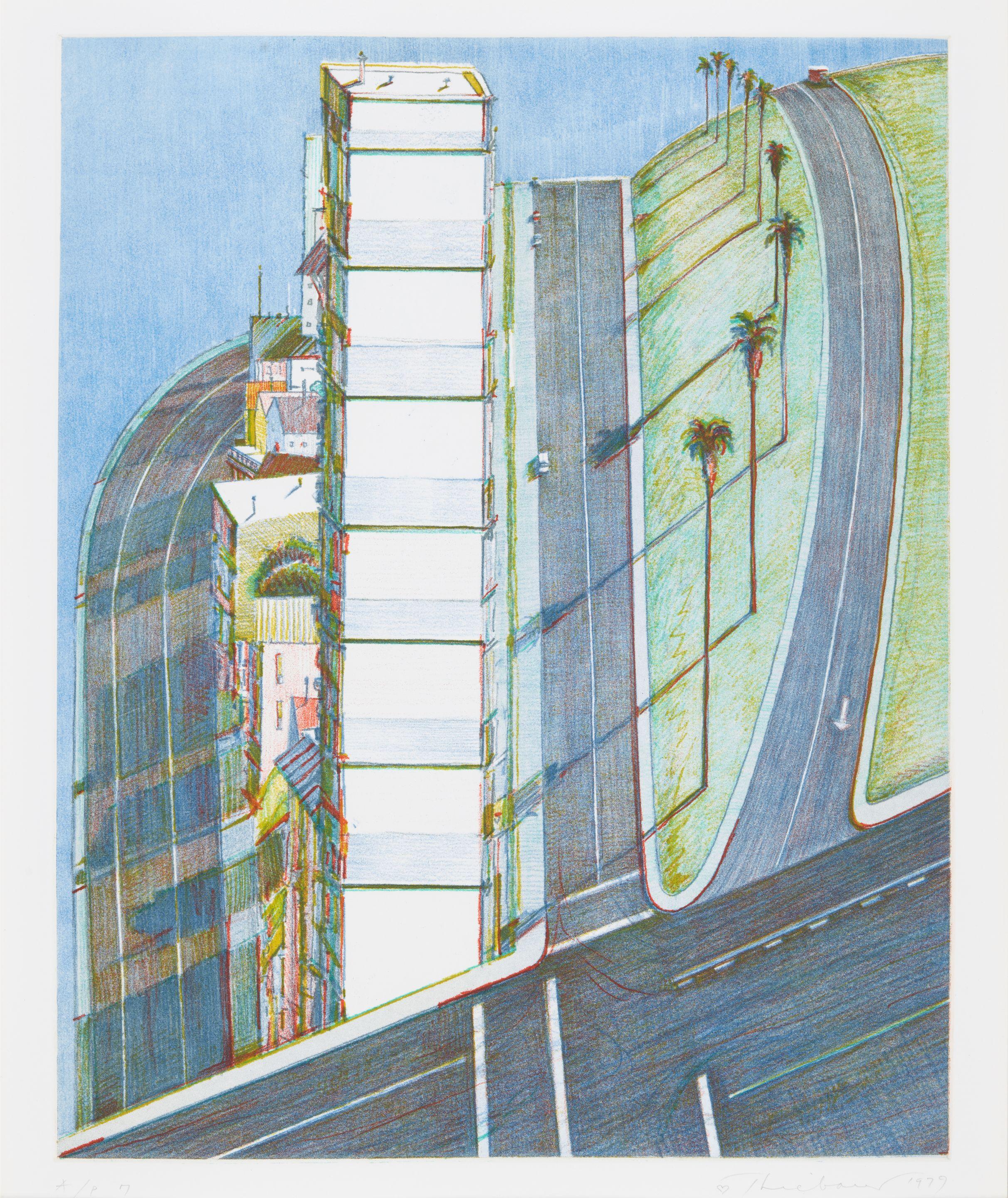 Wayne Thiebaud - Palm Ridge, from Recent Etchings II