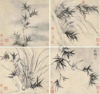 Wen Zhengming - Orchid, Bamboo And Birds