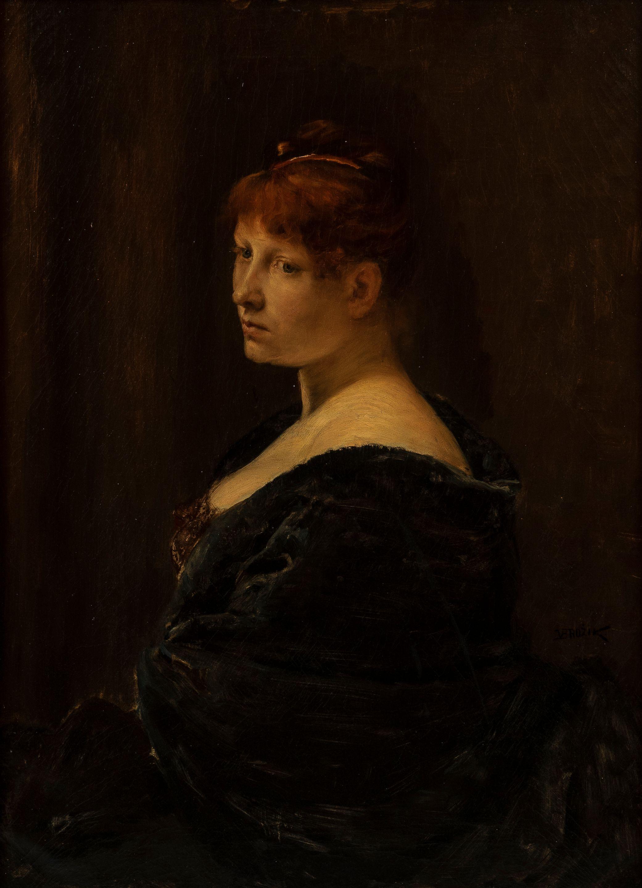 Wenceslas Václav Von Brožík - Portrait Head of a Woman with Red Hair
