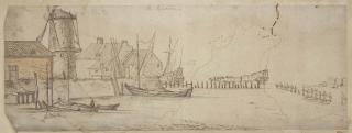 Wenceslaus Hollar - Fishing vessels and men o\' war in a harbour at Rotterdam