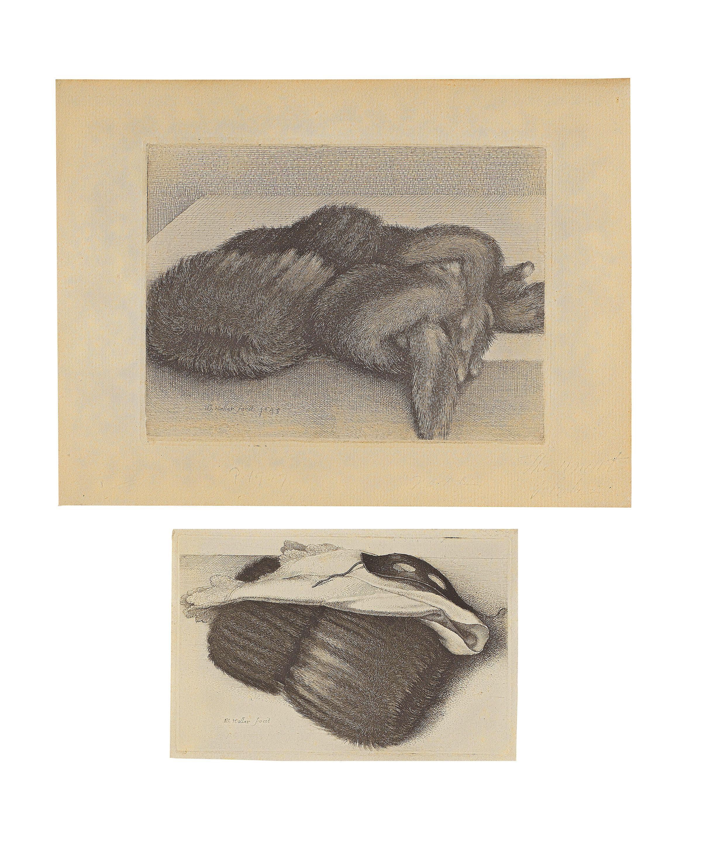 Wenceslaus Hollar - Muff, Handkerchief and Mask; Muff and a Fur Stole on a Table