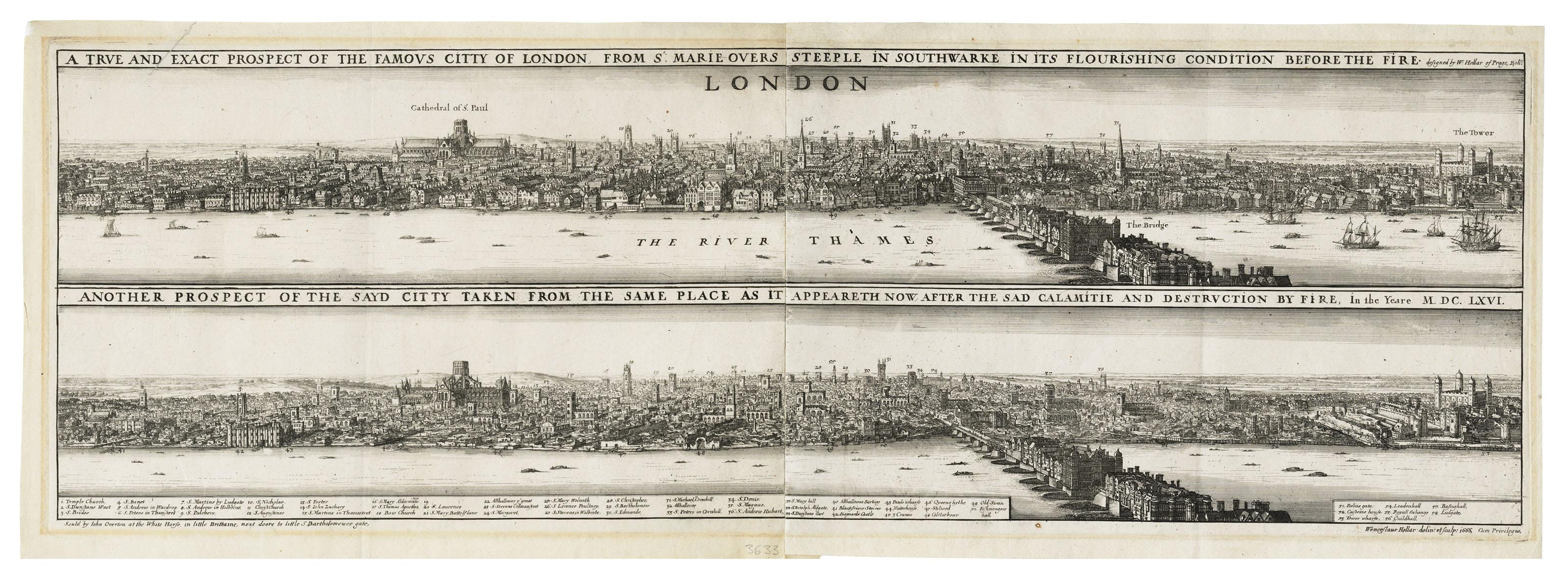 Wenceslaus Hollar - Prospects of London before and after the Great Fire