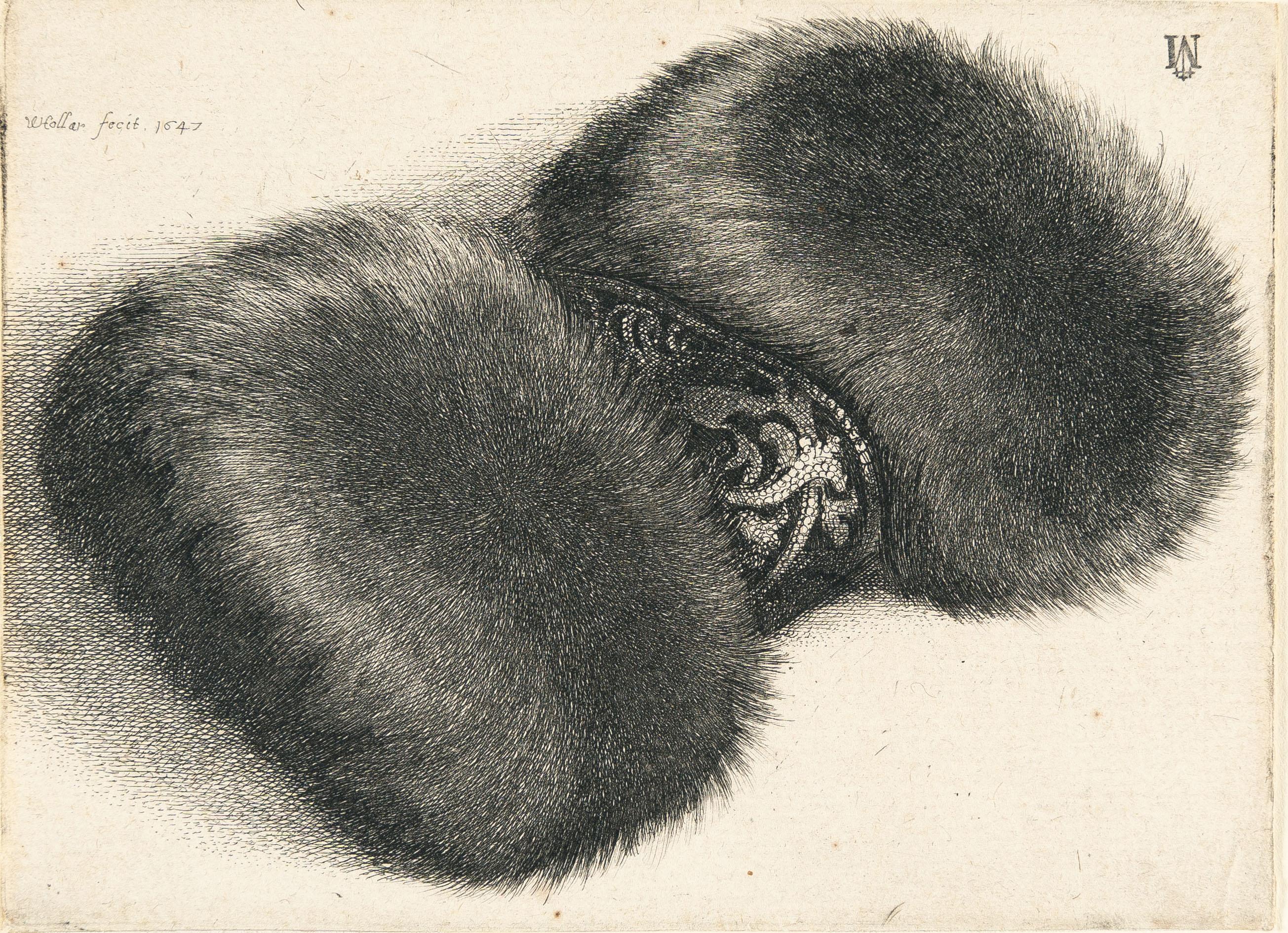 Wenzel Hollar - Muff mit Brokatband