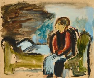 Werner Gilles - Figur am Bett.