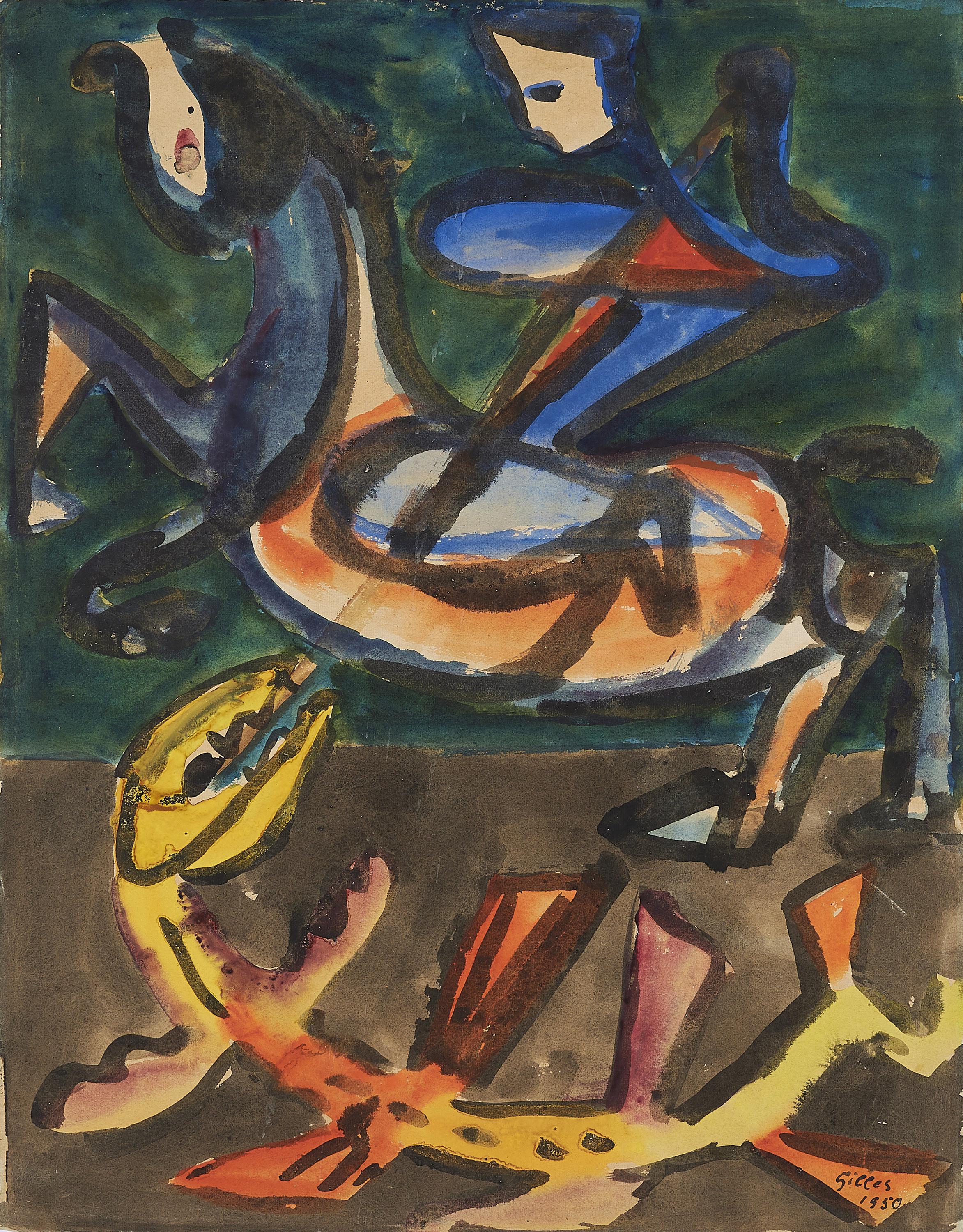 Werner Gilles - Ohne Titel (Heiliger Georg mit dem Drachen).