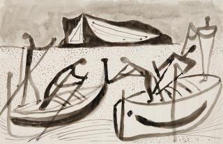 Werner Gilles - Zwei Boote mit Ruderern