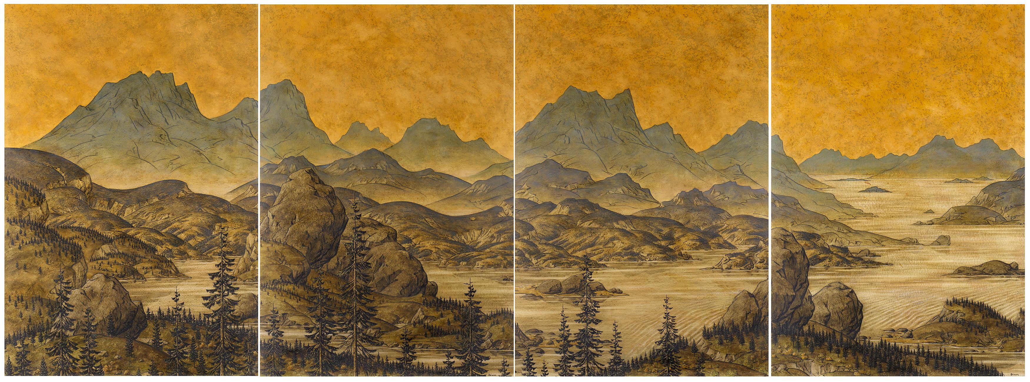 Werner Peiner - Ohne Titel (Gebirgige Seelandschaft)