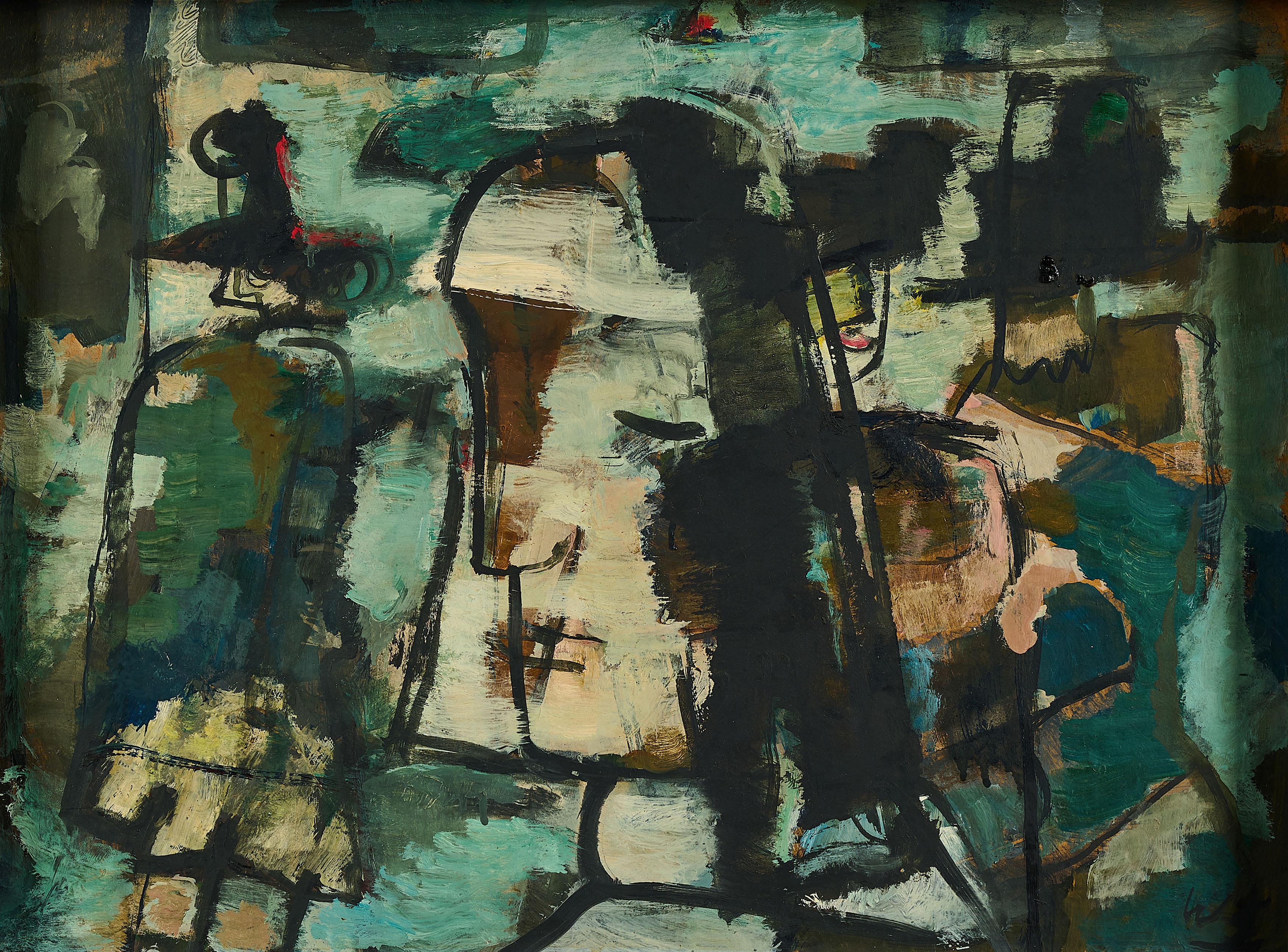 Werner Scholz - Straßenszene mit Passantin.