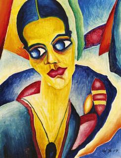 Werner Schramm - Junge Frau vor Landschaft