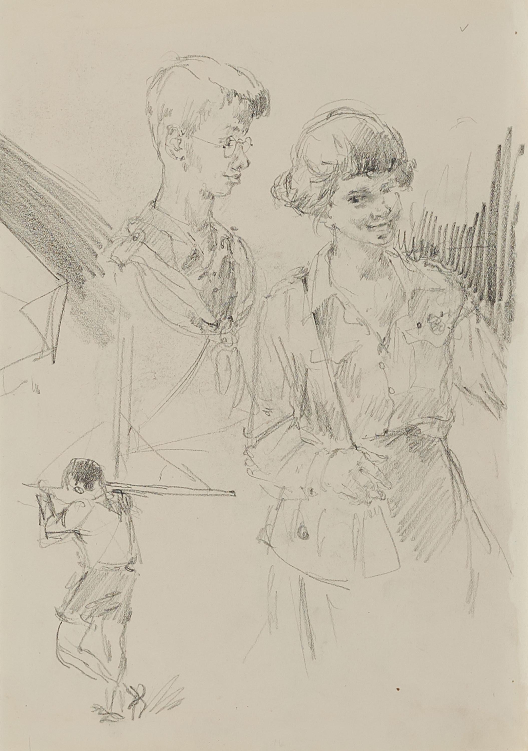 Werner Tübke - Skizze: Junges Paar