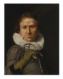 Werner Van Den Valckert - Portrait of a man with a rapier resting on his shoulder, bust-length