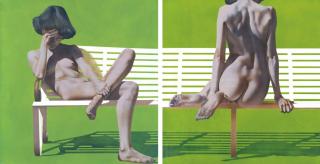 Wesley Walters - Nude On Park Bench, Diptych
