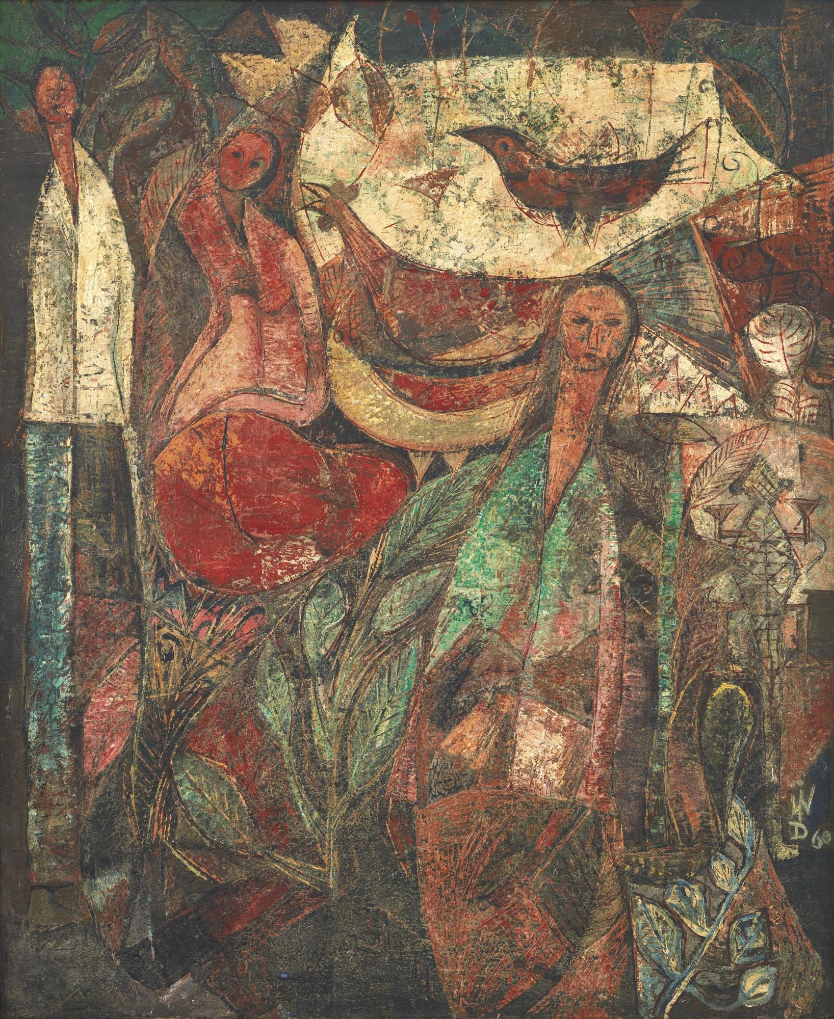 Widayat - Three Women With Animals In A Landscape