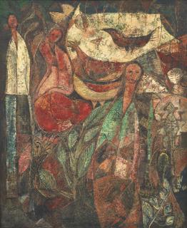 Widayat - Three Women With Animals In A Landscape