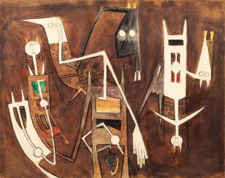 Wifredo Lam - L\'Oiseau blanc, II (or L\'Oiseau tête-bêche)