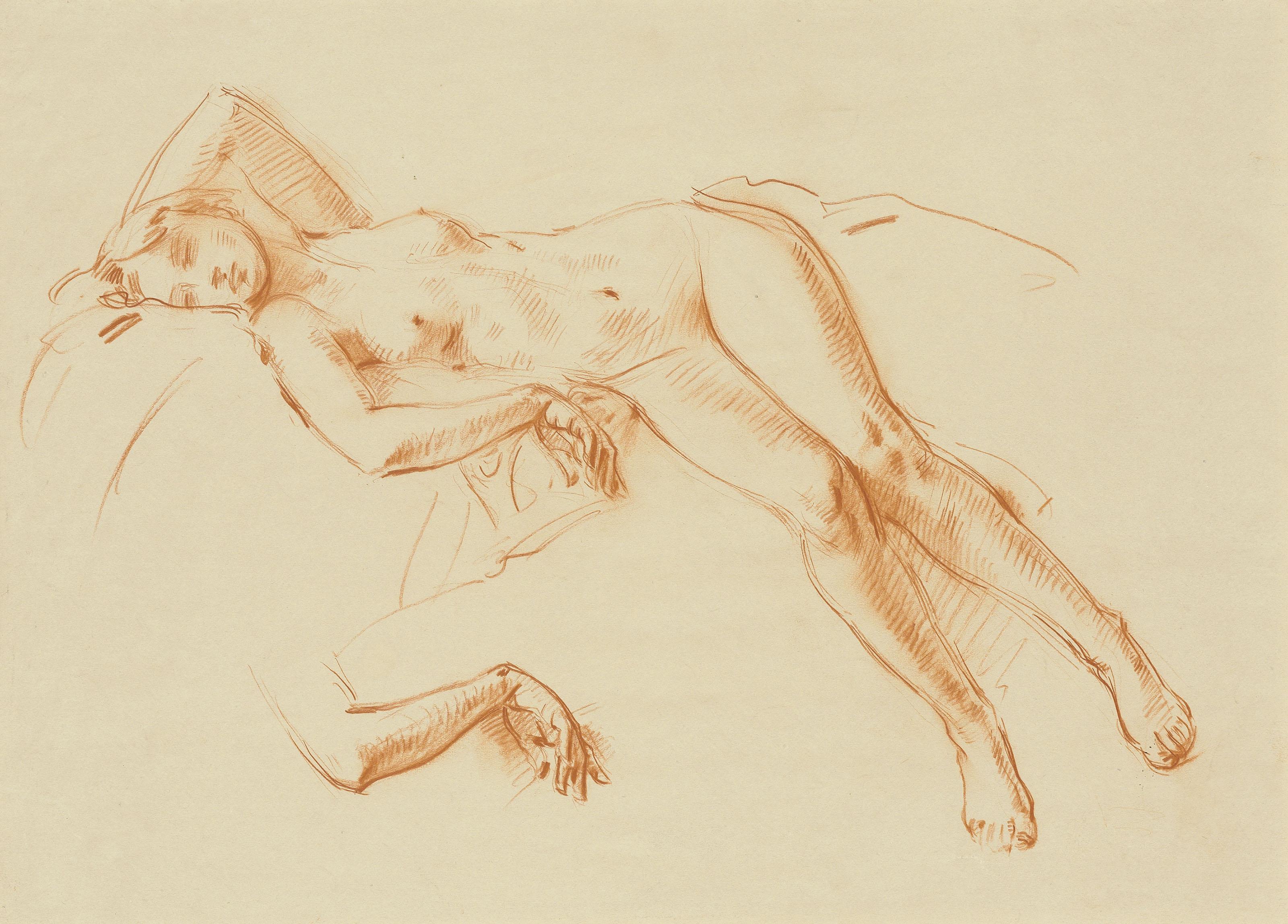 Wilfred Gabriel De Glehn, R.A., N.E.A.C. - A reclining nude with a subsidiary study of arm