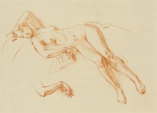 Wilfred Gabriel De Glehn, R.A., N.E.A.C. - A reclining nude with a subsidiary study of arm