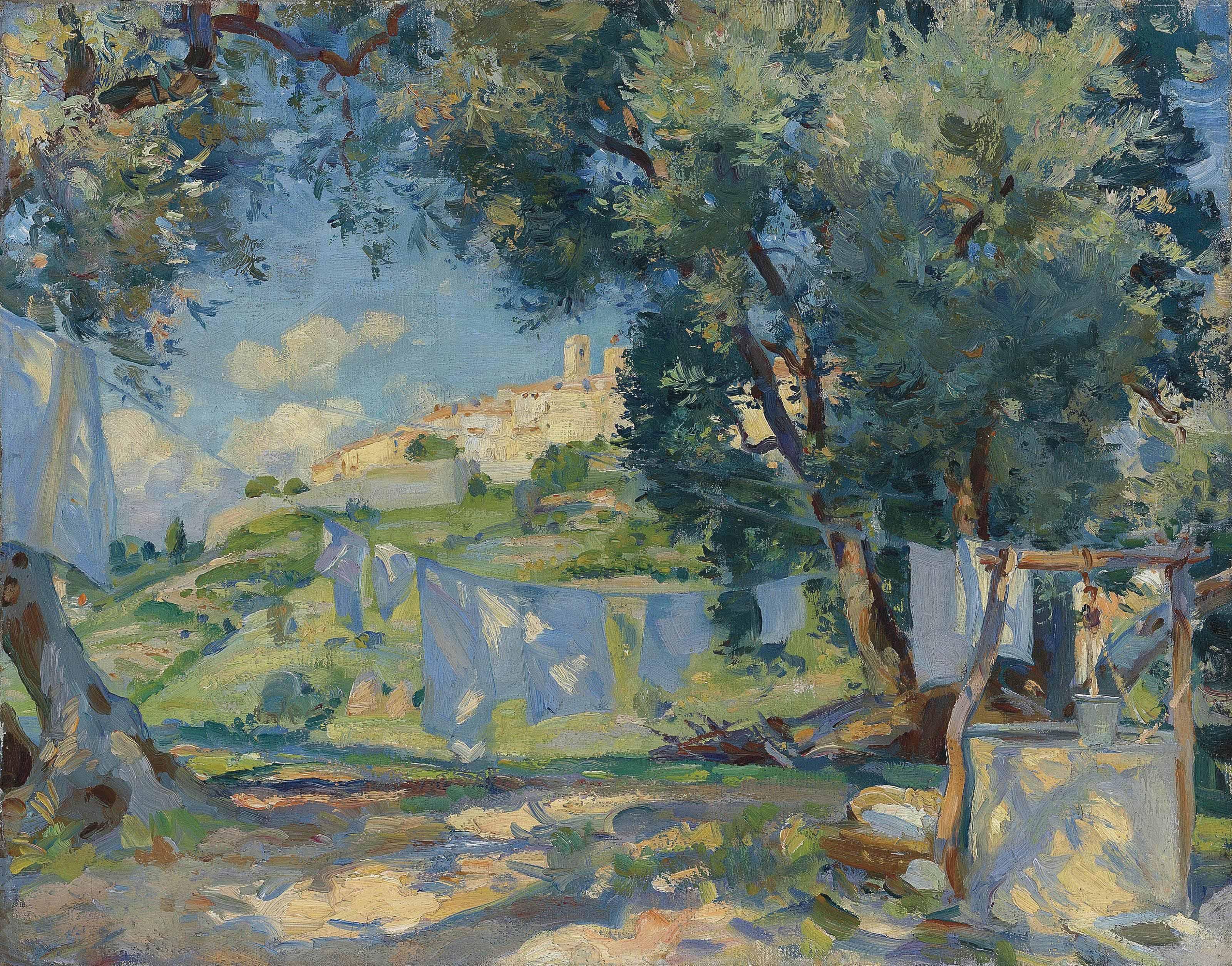 Wilfrid Gabriel de Glehn, R.A., N.E.A.C. - A light breeze, Biôt, Provence