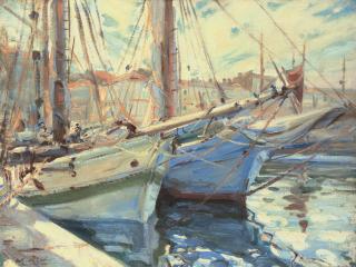 Wilfrid Gabriel De Glehn, R.A. - Boats in a harbour, St Tropez