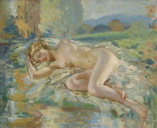 Wilfrid Gabriel De Glehn, R.A. - Female nude reclining