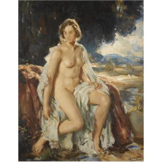 Wilfrid Gabriel de Glehn, R.A. - Nude In A Landscape