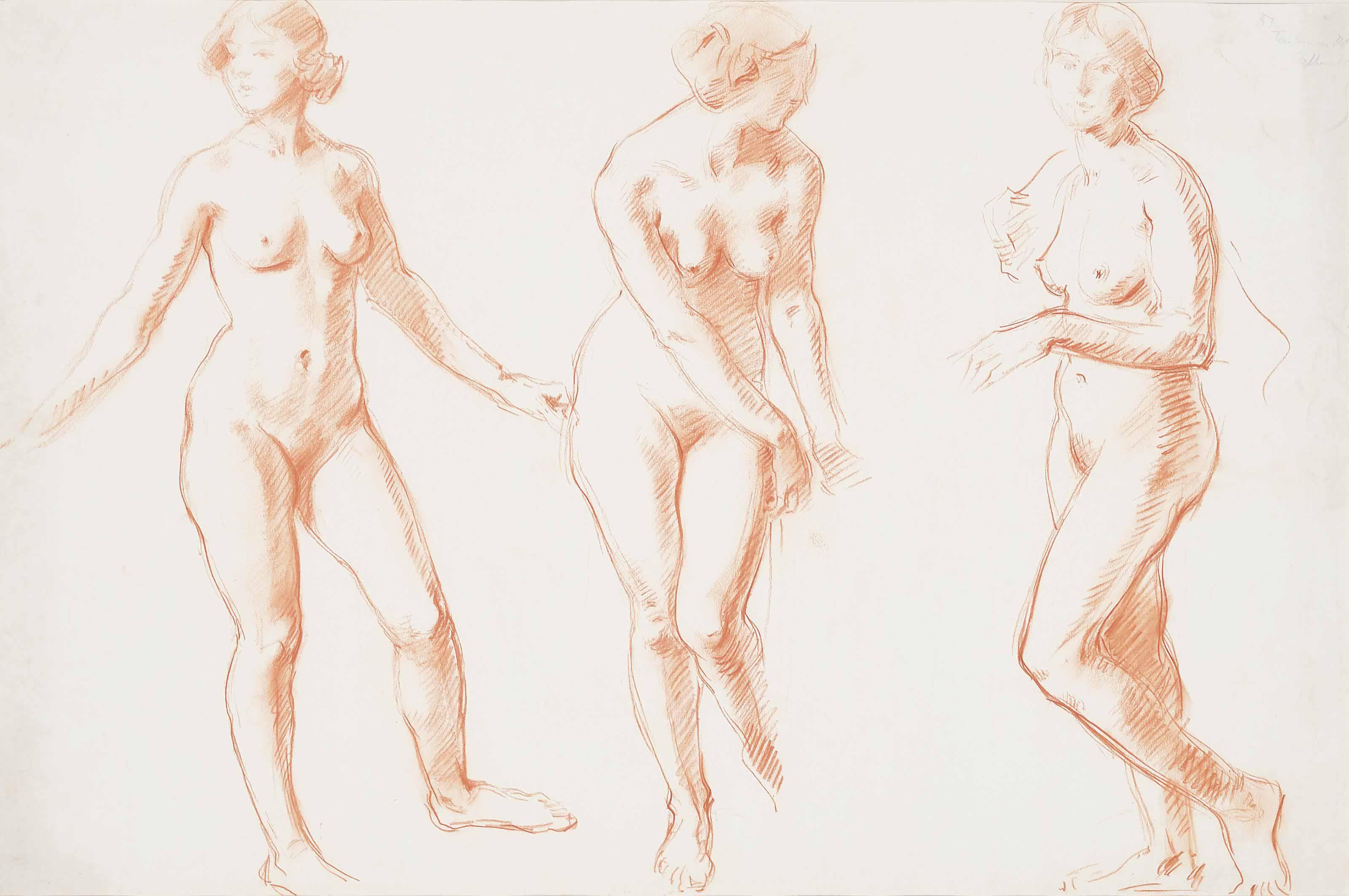 Wilfrid Gabriel de Glehn, R.A. - Standing Female Nude, In Three Positions
