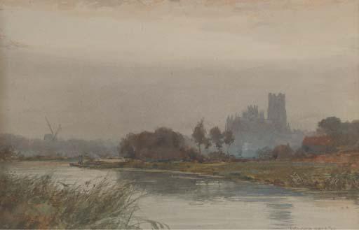 Wilfrid Williams Ball - The cathedral at Ely enshrouded in mist
