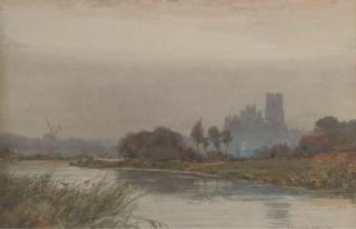 Wilfrid Williams Ball - The cathedral at Ely enshrouded in mist